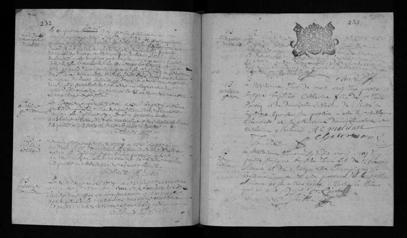 Collection communale. Baptêmes, mariages, sépultures, 1709-1712 (contient une lettre épiscopale de dispense de mariage de 1783)
