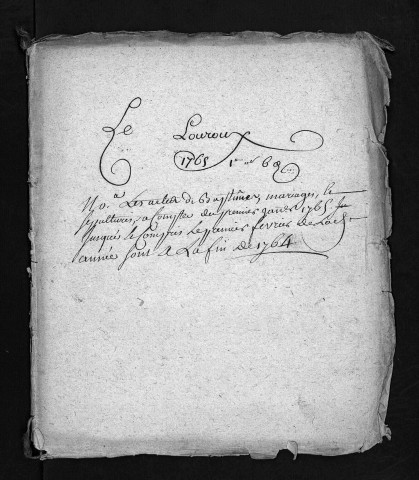 Collection du greffe. Baptêmes, mariages, sépultures, 1765