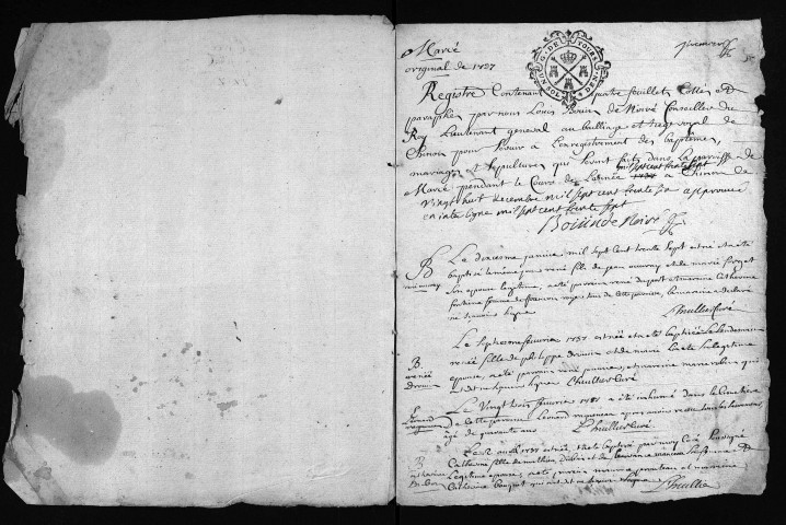 Collection du greffe. Baptêmes, mariages, sépultures, 1737-1740