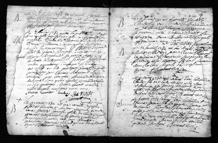 Collection du greffe. Baptêmes, mariages, sépultures, 1752