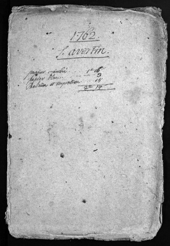 Collection du greffe. Baptêmes, mariages, sépultures, 1762