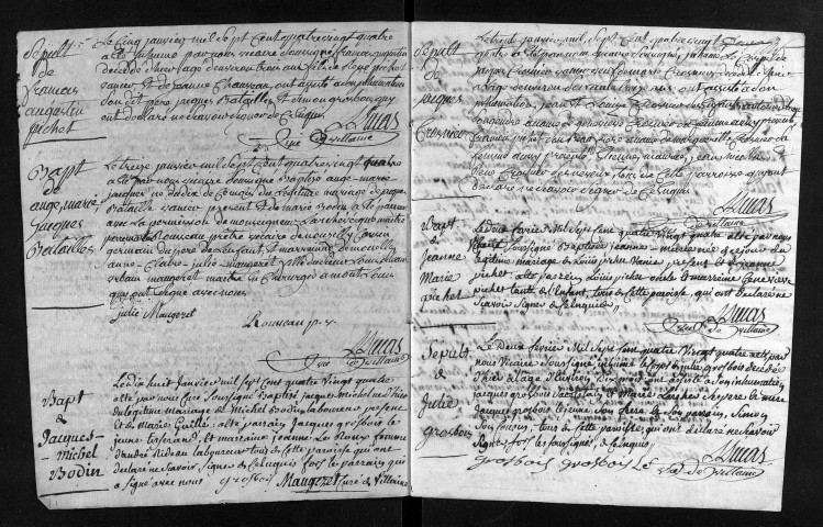 Baptêmes, mariages, sépultures, 1784