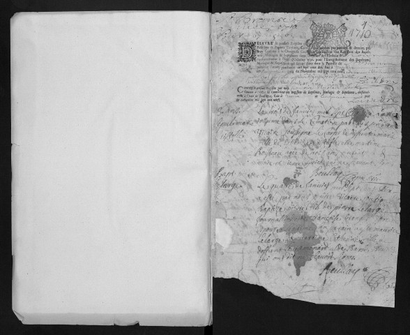 Collection communale. Baptêmes, mariages, sépultures, 1710-1719