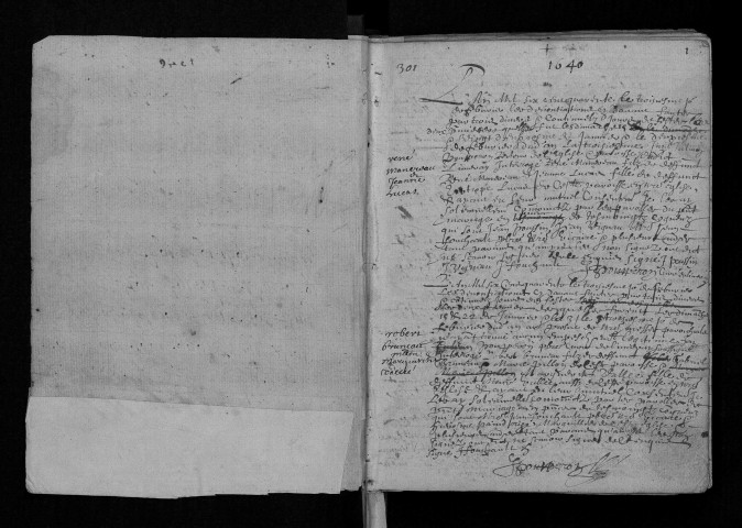 Collection communale. Mariages, 1640-1664 (pages 1 à 80), baptêmes, mariages, sépultures, 1664-1670 (pages 81 à la fin).