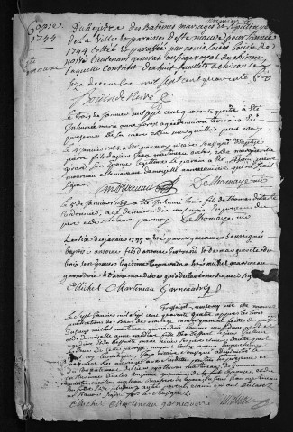 Baptêmes, mariages, sépultures, 1744-1745