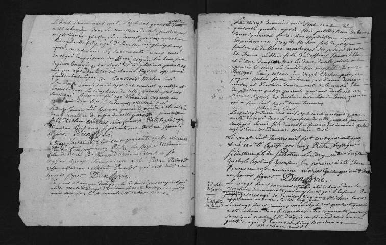 Collection du greffe. Baptêmes, mariages, sépultures, 1744