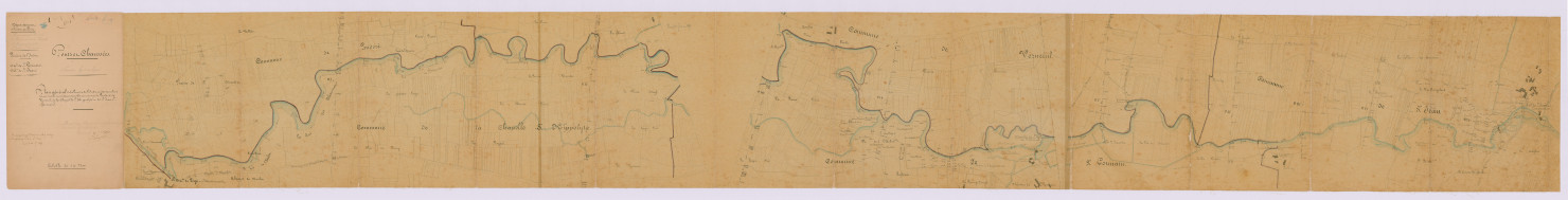 Plan général de la rivière Indre dans les communes de Bridoré, de Verneuil, de La Chapelle-Saint-Hippolyte et de St-Jean-St-Germain (29 septembre 1851)