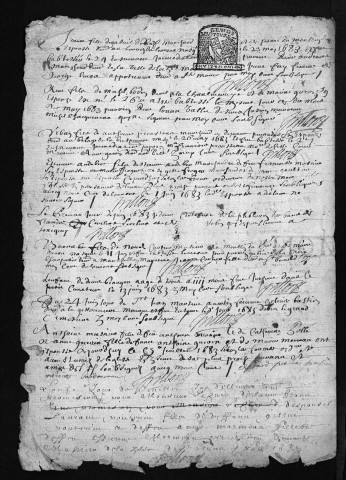 Collection du greffe. Baptêmes, mariages, sépultures, 1683 - Les années 1681-1682 sont lacunaires dans cette collection