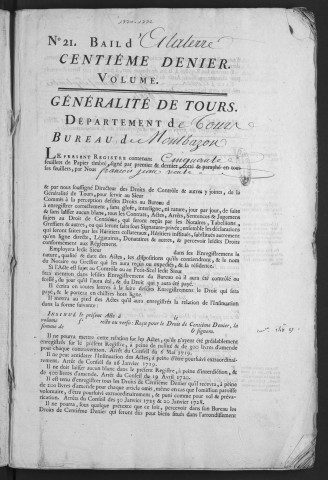 Centième denier et insinuations suivant le tarif (18 septembre 1770-26 janvier 1772)