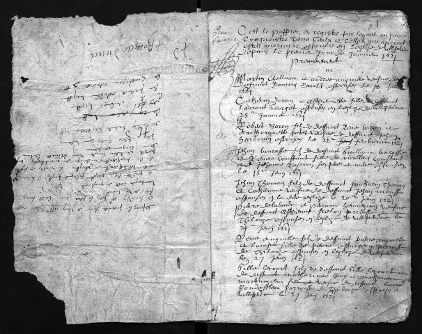Collection communale. Baptêmes, 1621-1656 (ff. 63-135) ; mariages, 1621-1663 (ff. 2-62) ; sépultures, 1621-1652 (ff. 136-236)