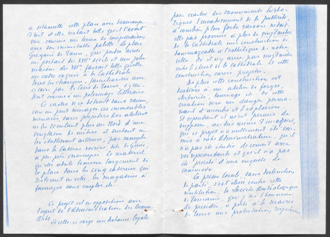 Lettre du conservateur des antiquités et objets d'art du département d'Indre-et-Loire (2/3).