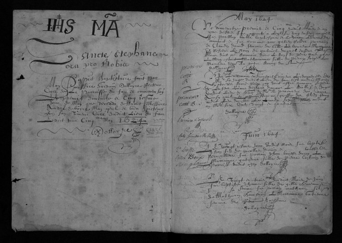 Collection communale. Baptêmes, mai 1624-juin 1647