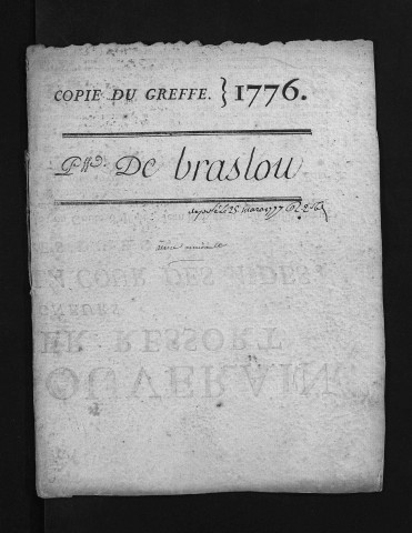 Collection du greffe. Baptêmes, mariages, sépultures, 1776