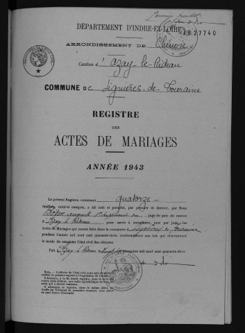 Mariages, 1943