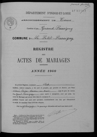 Mariages, 1940