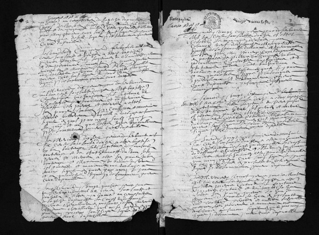 Collection du greffe. Baptêmes, mariages, sépultures, 1672-1676