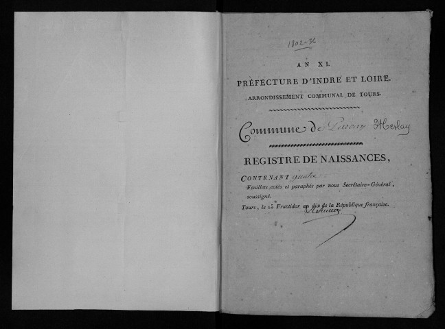Naissances, mariages, décès, an XI-1836