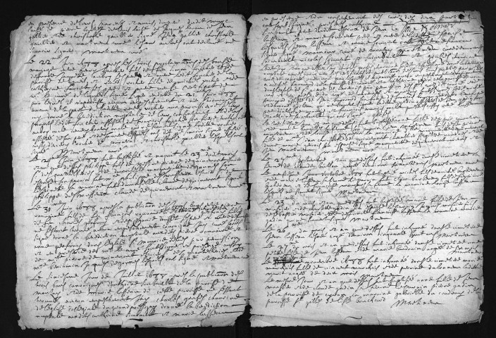Baptêmes, mariages, sépultures, 1688 - L'année 1687 est lacunaire dans la collection du greffe