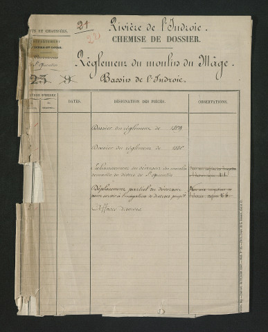 Moulin du Mâge à Saint-Quentin-sur-Indrois (1829-1897) - dossier complet