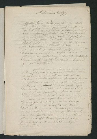 Documents relatifs au règlement d'eau des moulins de Montrésor et de Montigny (1849-1852)