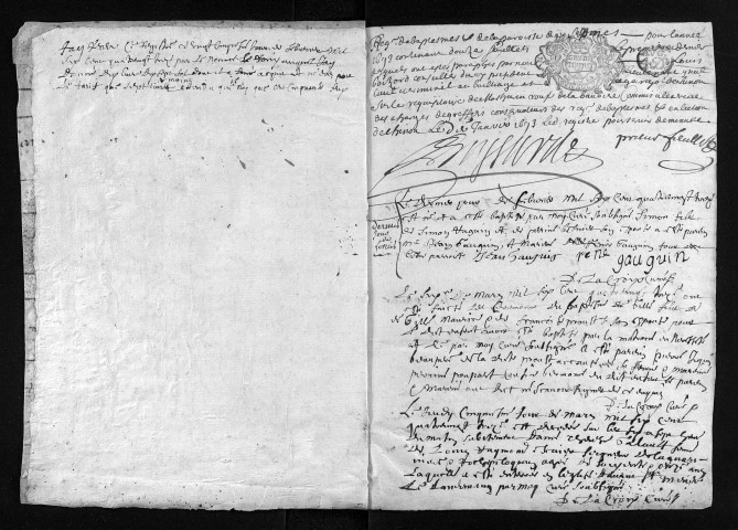 Baptêmes, mariages, sépultures, 28 février-décembre 1693