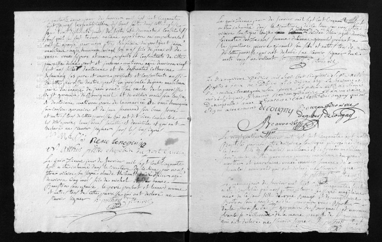 Baptêmes, mariages, sépultures, 1757-1758