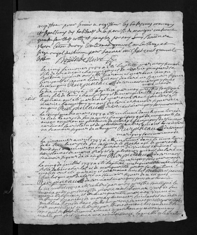 Baptêmes, mariages, sépultures, 1747