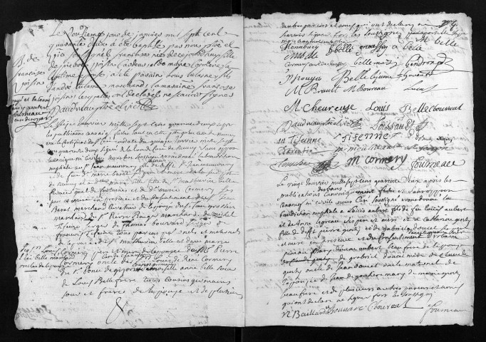 Collection du greffe. Baptêmes, mariages, sépultures, 1742