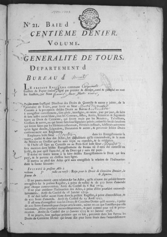 Centième denier et insinuations suivant le tarif (24 décembre 1774-26 mars 1776)