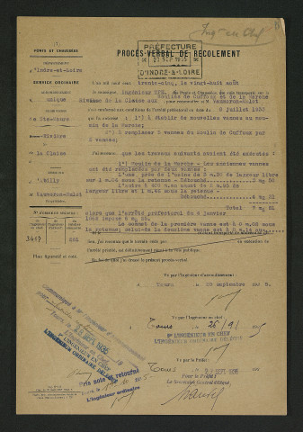 Procès-verbal de récolement des travaux (28 août 1935)