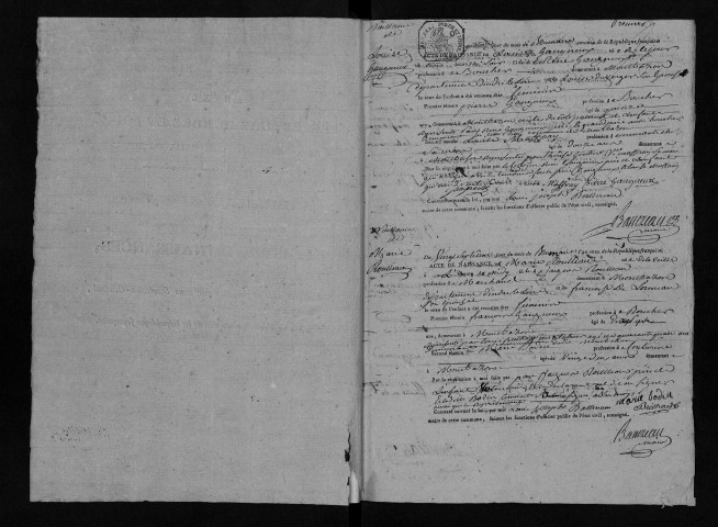 Naissances, mariages, décès, an XI-1817