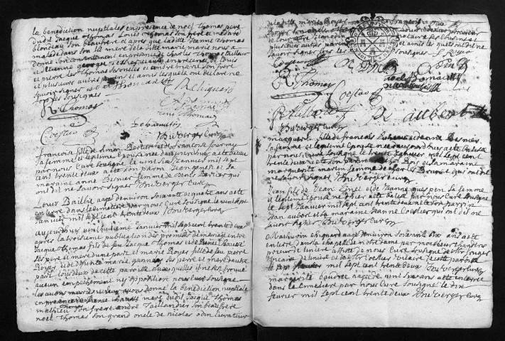 Baptêmes, mariages, sépultures, 1732