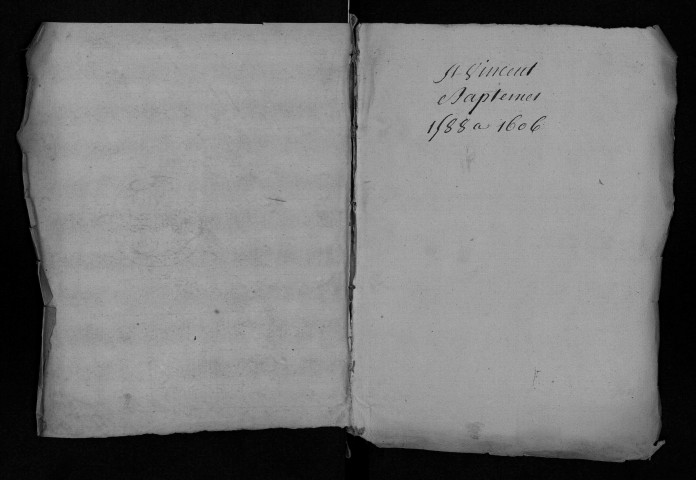 Collection communale. Baptêmes, 1588-1606 ; baptêmes, mariages, sépultures, 1689-1692