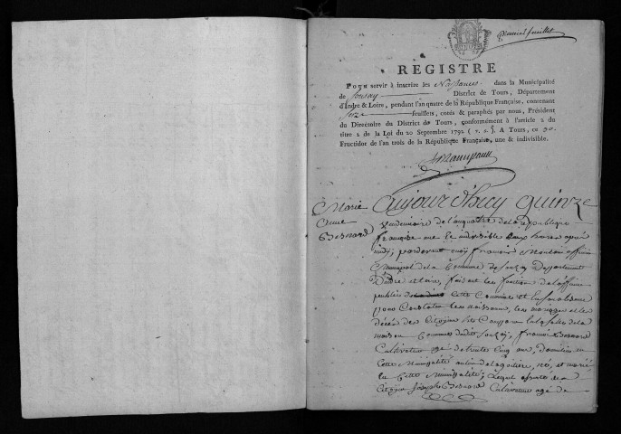 Naissances, mariages, décès, an IV-an VIII, an X - Pour les mariages de l'an VII et de l'an VIII, se reporter à la municipalité de canton (Saint-Christophe)