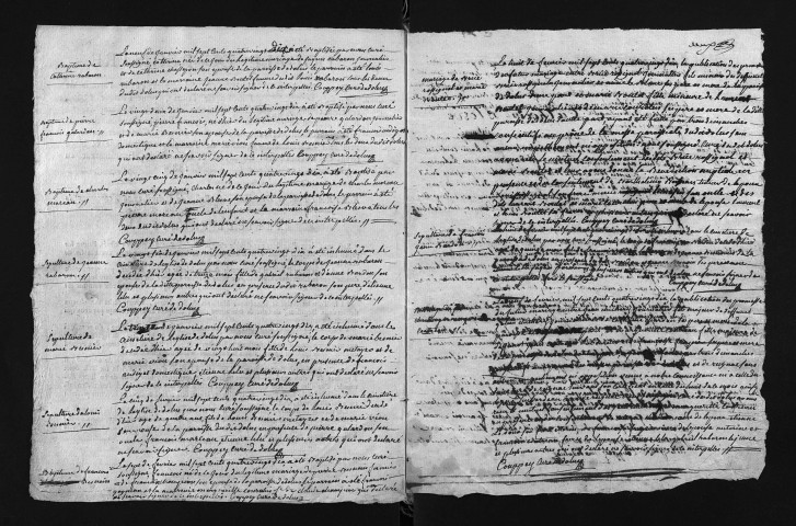 Collection du greffe. Baptêmes, mariages, sépultures, 1790