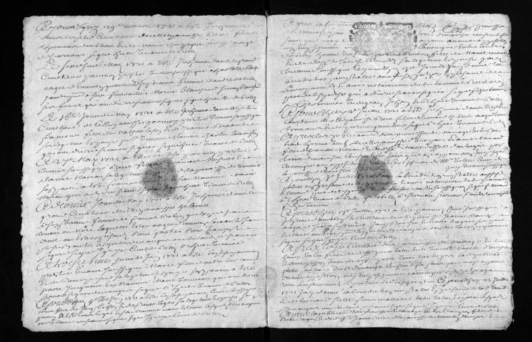 Baptêmes, mariages, sépultures, 1721