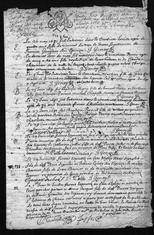 Collection communale. Baptêmes, mariages, sépultures, 1681-1690