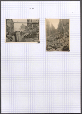 Tours (Indre-et-Loire). Rue Nationale en ruines (été 1940).