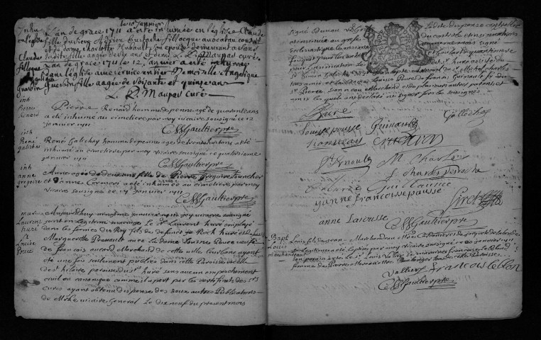 Collection communale. Baptêmes, mariages, sépultures, 1711-1714