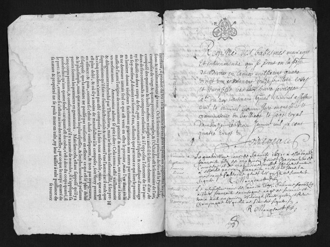 Collection communale. Baptêmes, mariages, sépultures, 1681-novembre 1700