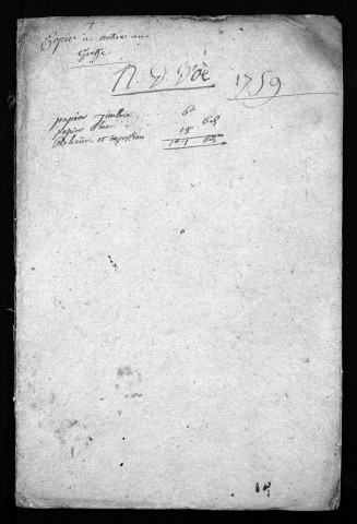 Collection du greffe. Baptêmes, mariages, sépultures, 1759