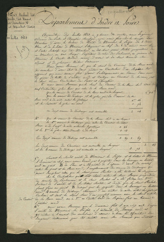 Procès-verbal d'état des lieux des seuils, des vannes, des déversoirs etc. des moulins d'Esvres (10 juillet 1823)