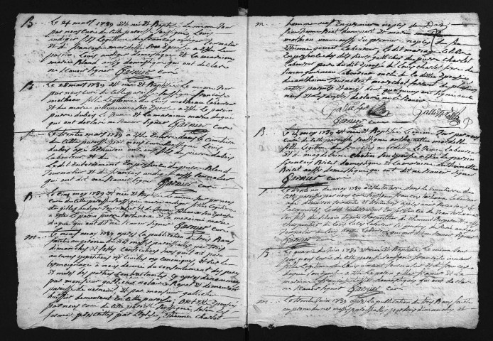 Baptêmes, mariages, sépultures, 1739