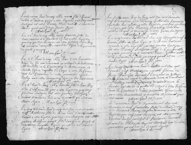 Collection du greffe. Baptêmes, mariages, sépultures, 1669 - La période du 7 novembre à décembre 1668 est lacunaire dans cette collection