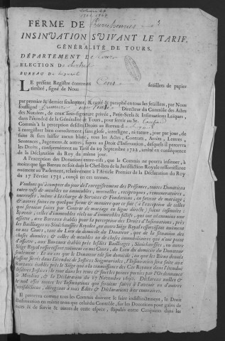 Centième denier et insinuations suivant le tarif (13 octobre 1761-13 mai 1767)