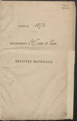 Classe 1873. Matricules et table alphabétique.