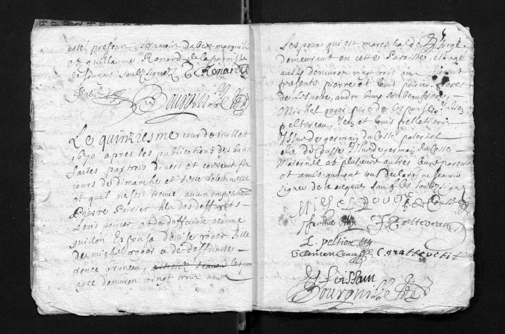 Collection communale. Baptêmes, mariages, sépultures, 15 juillet 1670-1671