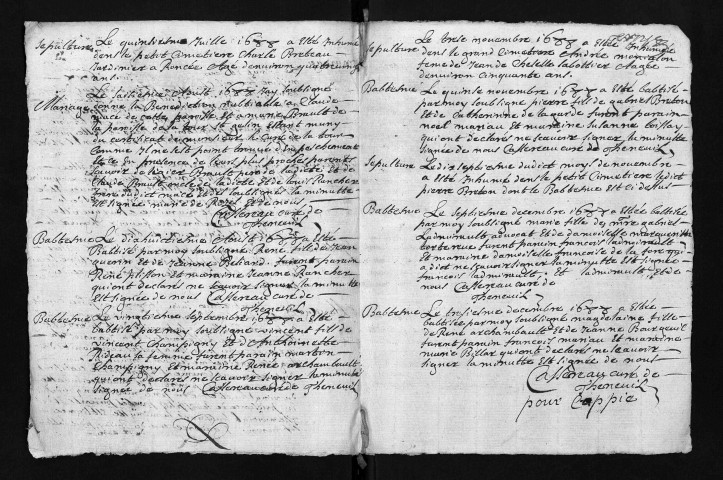 Baptêmes, mariages, sépultures, 1688