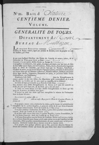 Centième denier et insinuations suivant le tarif (26 janvier 1772-30 janvier 1773)