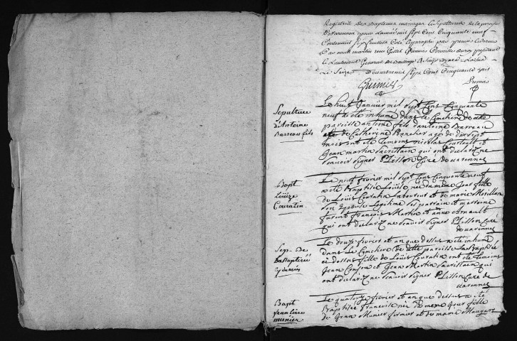 Baptêmes, mariages, sépultures, 1759